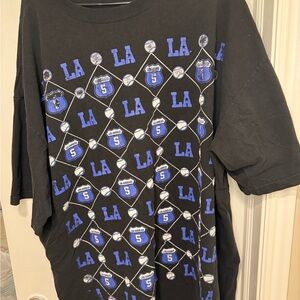 Black LA dodgers baseball wrap around Graphic Tee with Blue Accents
